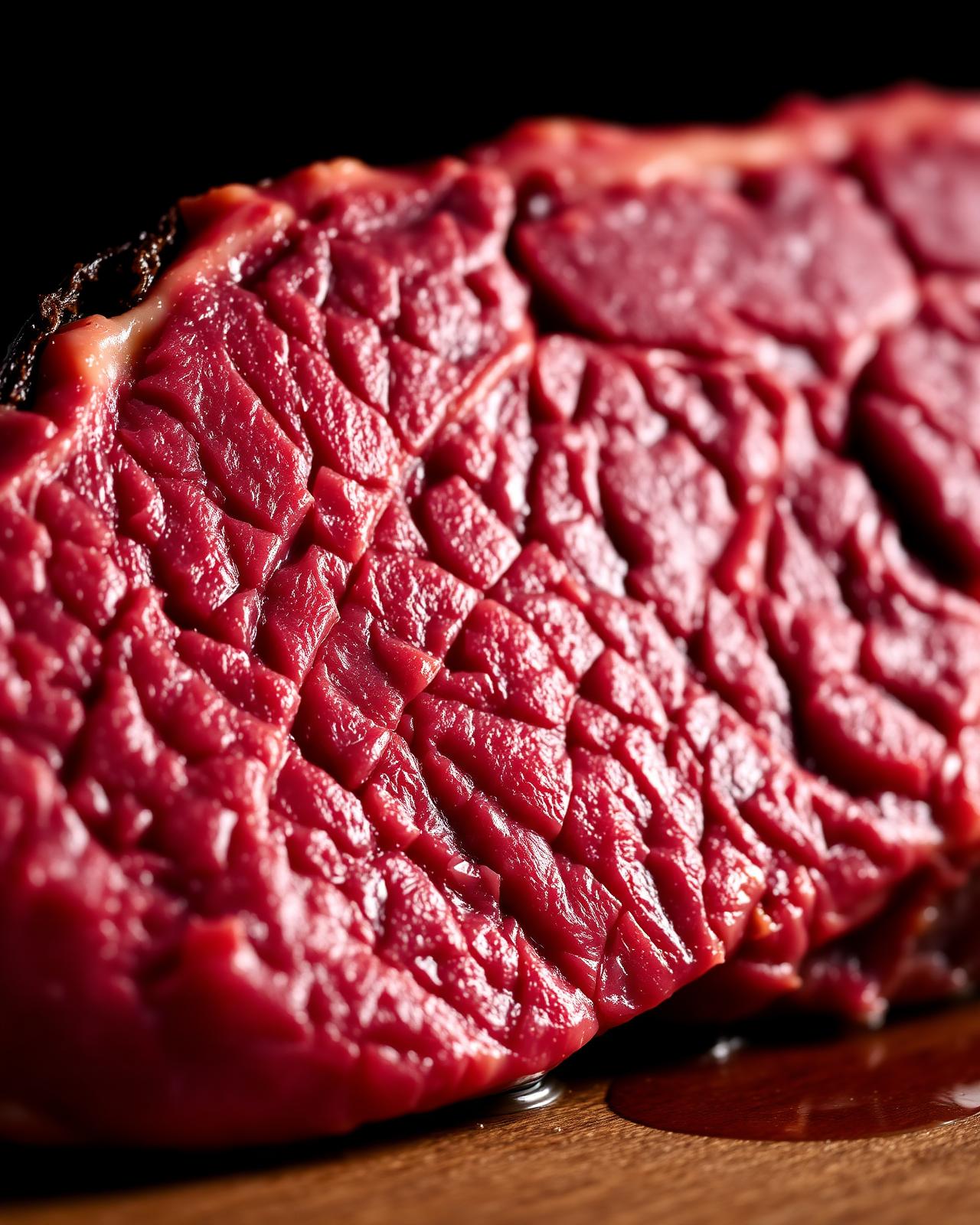 Close-up of marbling on a premium beef cut